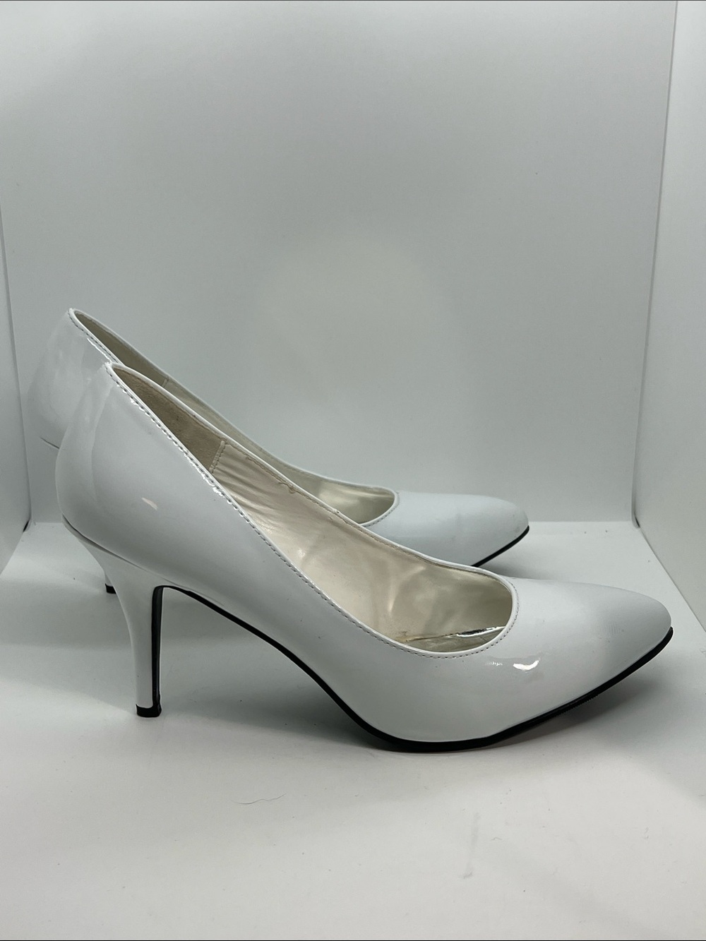 Sexy White High Heeled Pumps By Ellie. Size 13 With A 4” Heel. - Picture 6 of 9